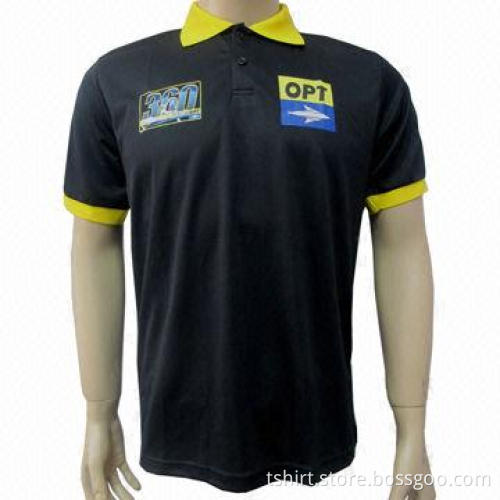 Men's black/summer polo shirt, made of 100% polyester